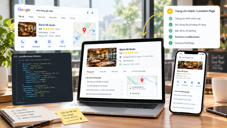 Location Page chuẩn Local SEO và Schema LocalBusiness, FAQPage
