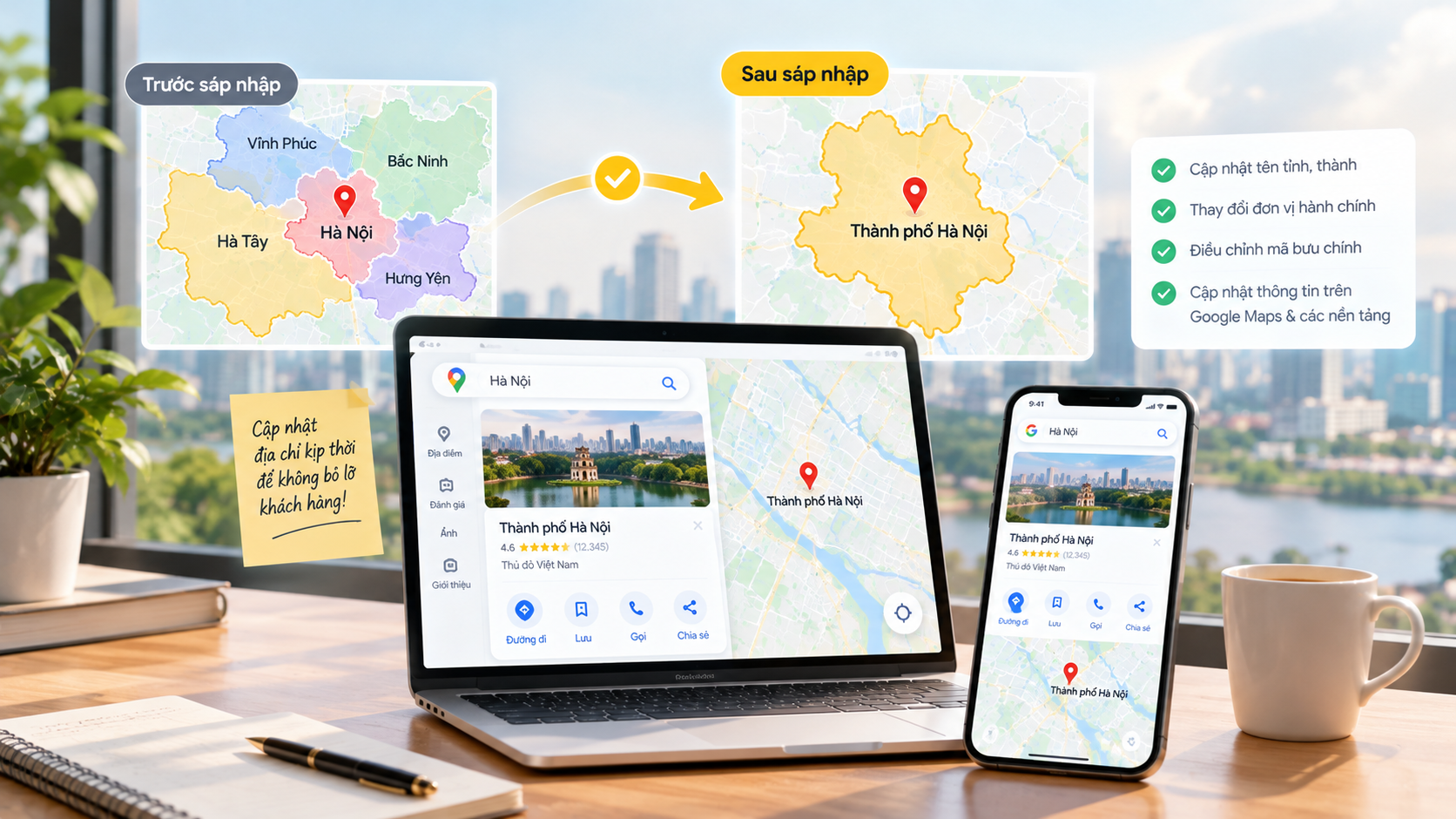 Cập nhật địa chỉ sau sáp nhập tỉnh thành năm 2025